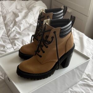 Dr. Martens Tan and Black Heeled Boots